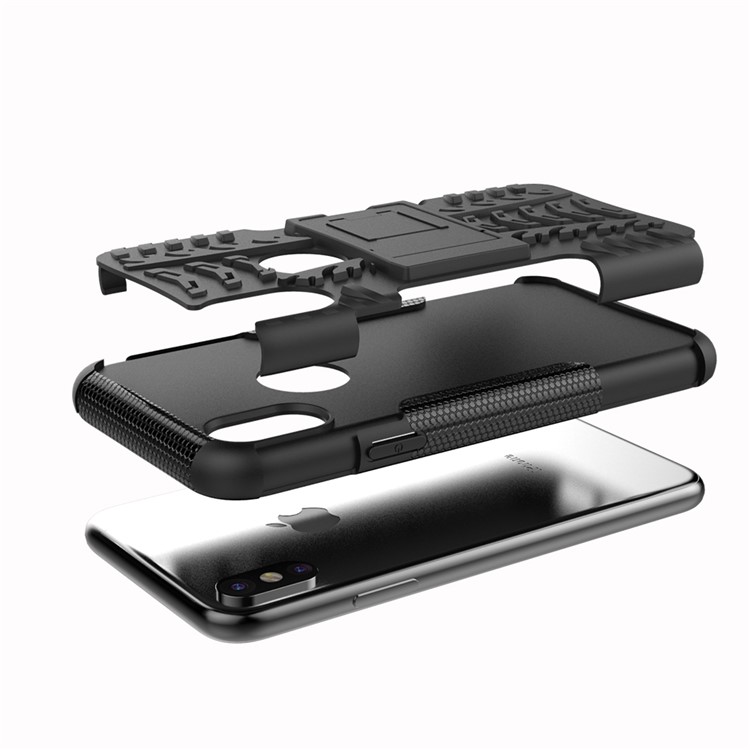 2-in-1 Tyre Pattern Kickstand PC + TPU Hybrid Phone Casing Cover for iPhone 8 - Black-8
