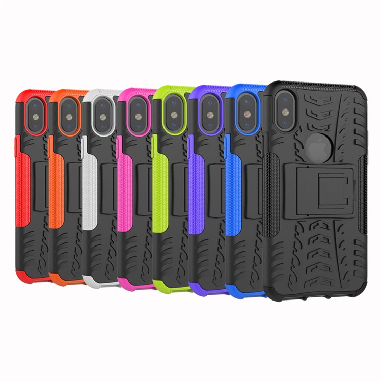 2-in-1 Tyre Pattern Kickstand PC + TPU Hybrid Phone Casing Cover for iPhone 8 - Black-9