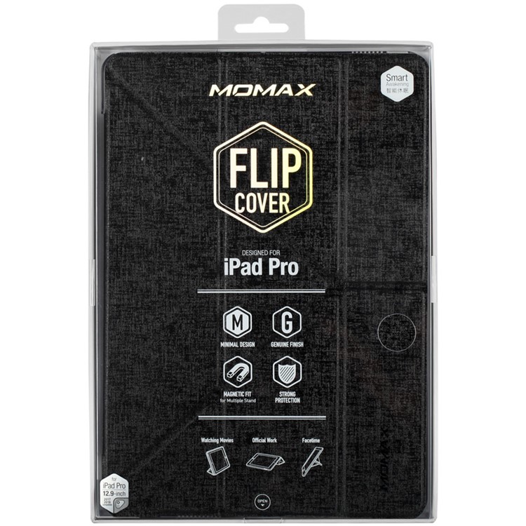 MOMAX Origami Tri-fold Stand Leather Smart Cover for iPad Pro 12.9 (2017) - Black-13