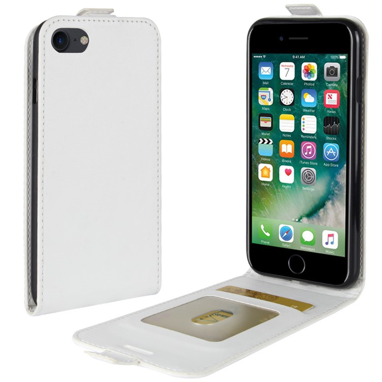 Crazy Horse Grain Vertical PU Leather Flip Shell Case for iPhone 8 / 7 4.7 inch - White-1