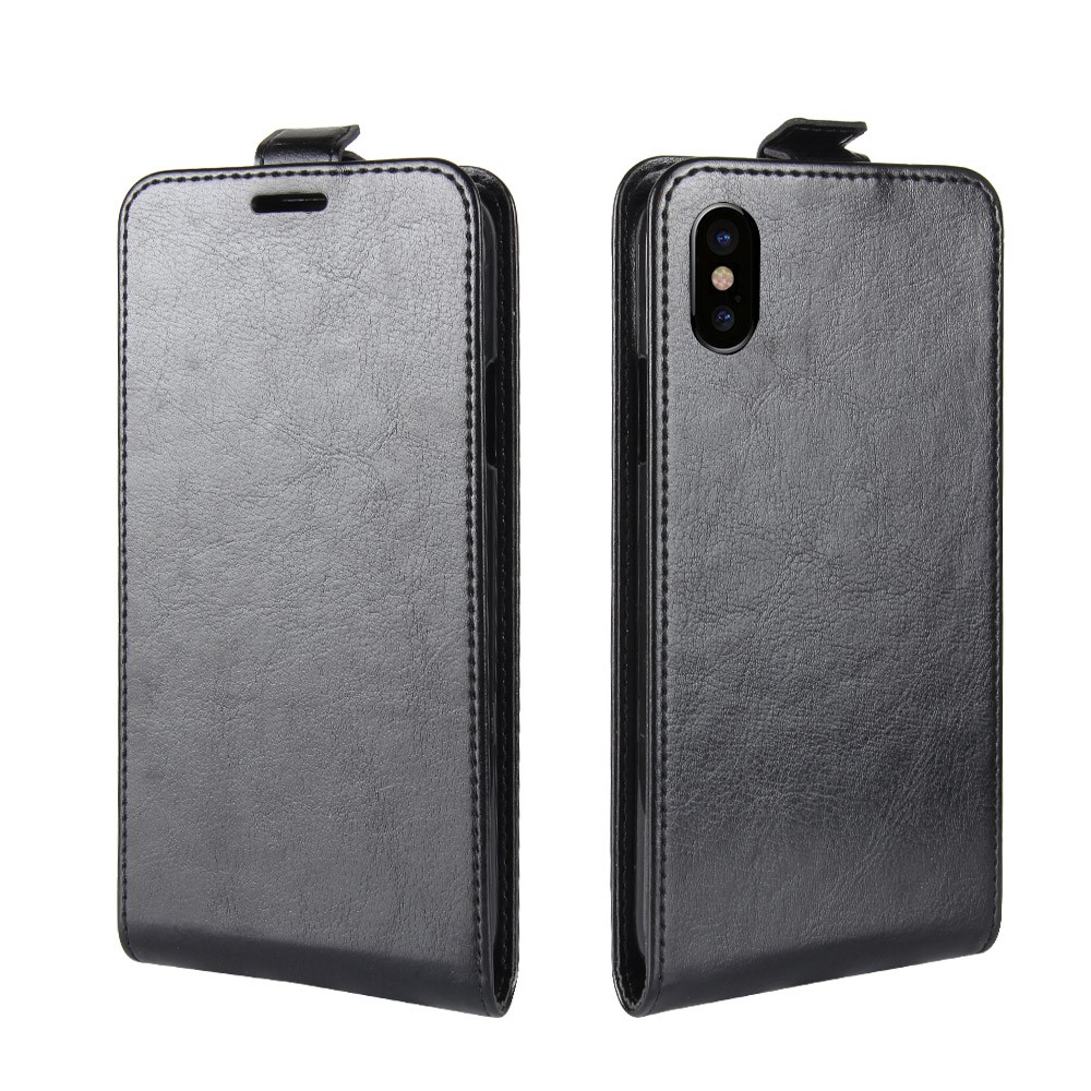 Crazy Horse Texture Couverture en cuir Flip Flip pour iPhone X /10 5.8-pouce - Noir-4