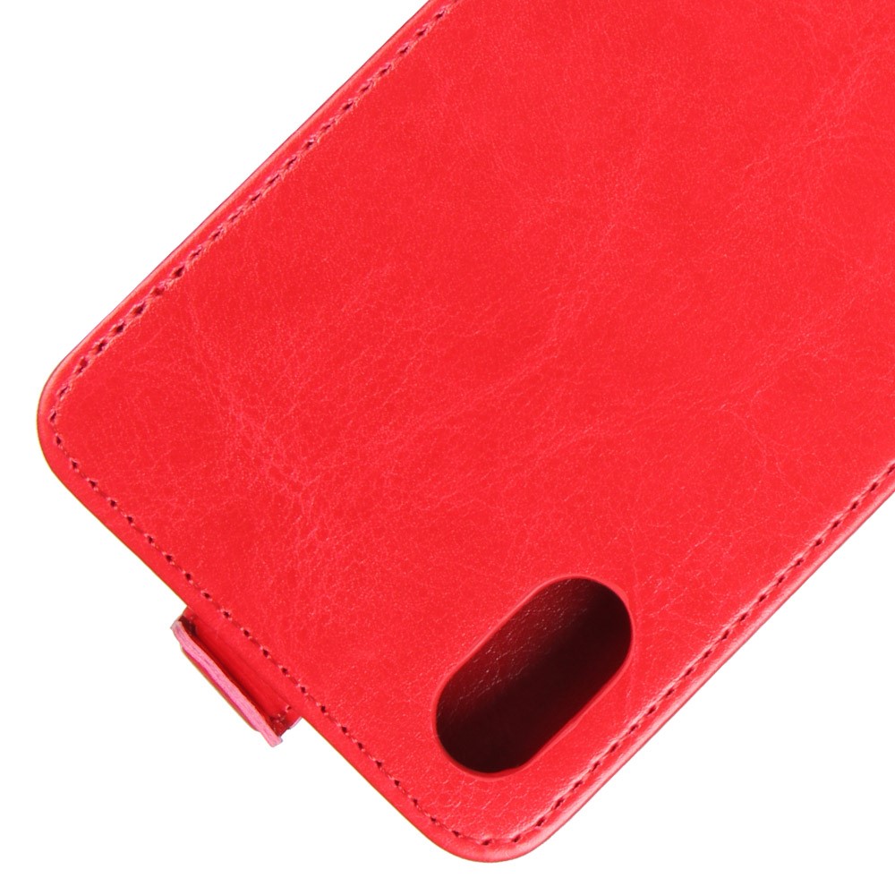 Crazy Horse Grain PU Leather Vertical Flip Shell Case for iPhone X/XS 5.8-inch - Red-2