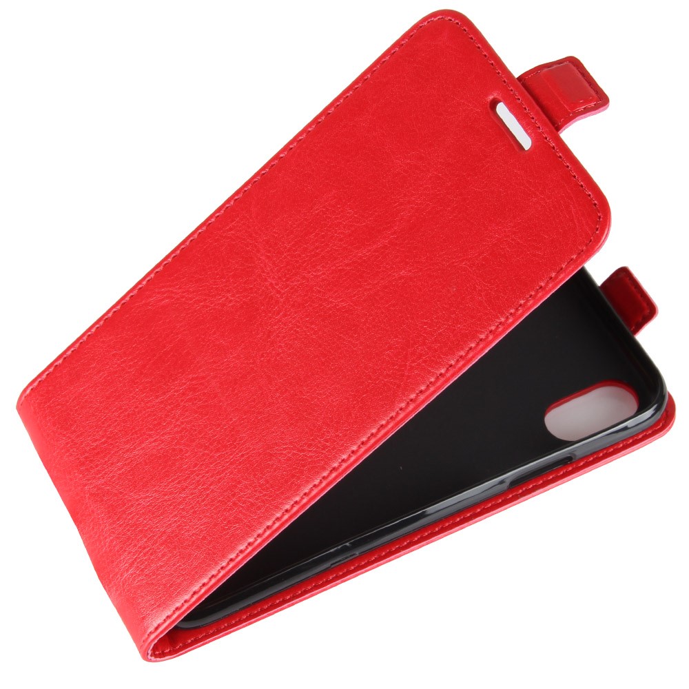 Crazy Horse Grain PU Leather Vertical Flip Shell Case for iPhone X/XS 5.8-inch - Red-3