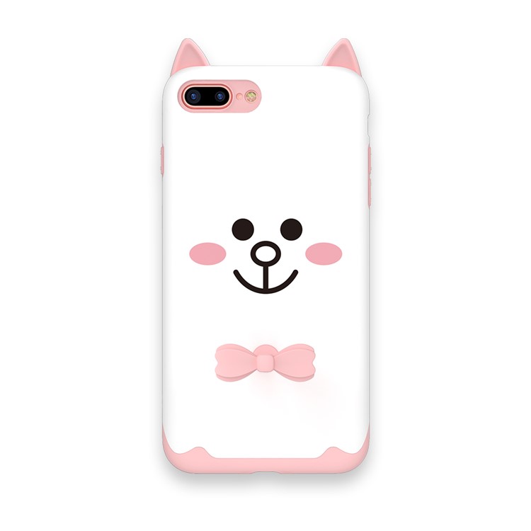 

KAVARO Rubberized Adorable Cartoon Pattern PC + Silicon Hybrid Case for iPhone 8 Plus / 7 Plus 5.5 inch - White Cat