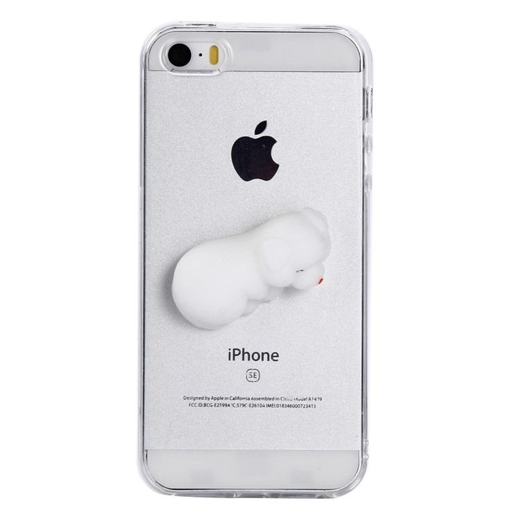 

Squishy 3D Silicone Cartoon Clear TPU Squeeze Back Case for iPhone SE/5s/5 - Sleeping Cat, iPhone 5s