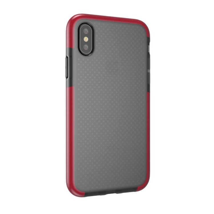 Seamless Dots TPU Soft Case Cover for iPhone XS / X / 10 5.8 inch - Black / Wine Red-1