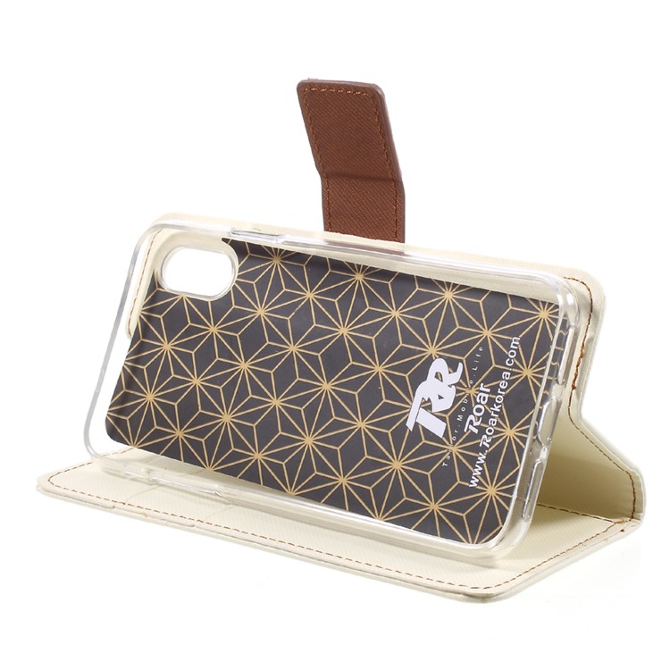 ROAR Twill Texture Leather Flip Wallet Case Accessory for iPhone X/XS 5.8-inch - White-3