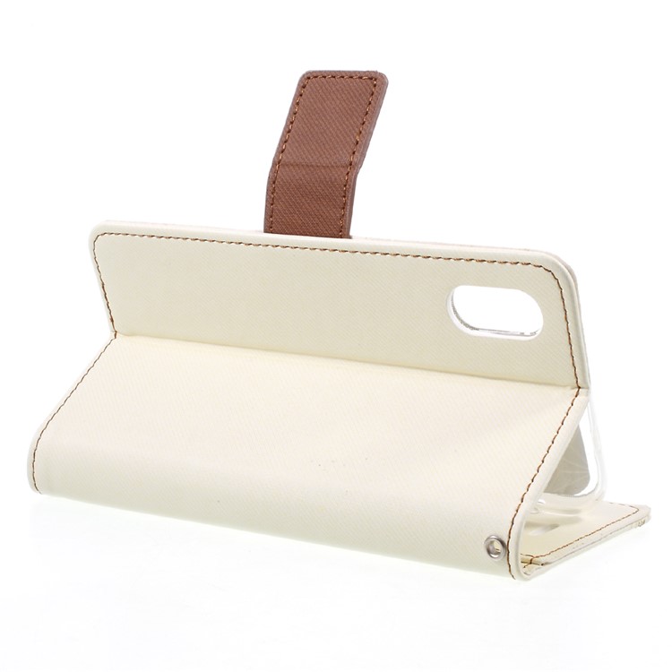 ROAR Twill Texture Leather Flip Wallet Case Accessory for iPhone X/XS 5.8-inch - White-4