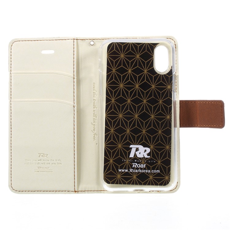 ROAR Twill Texture Leather Flip Wallet Case Accessory for iPhone X/XS 5.8-inch - White-5