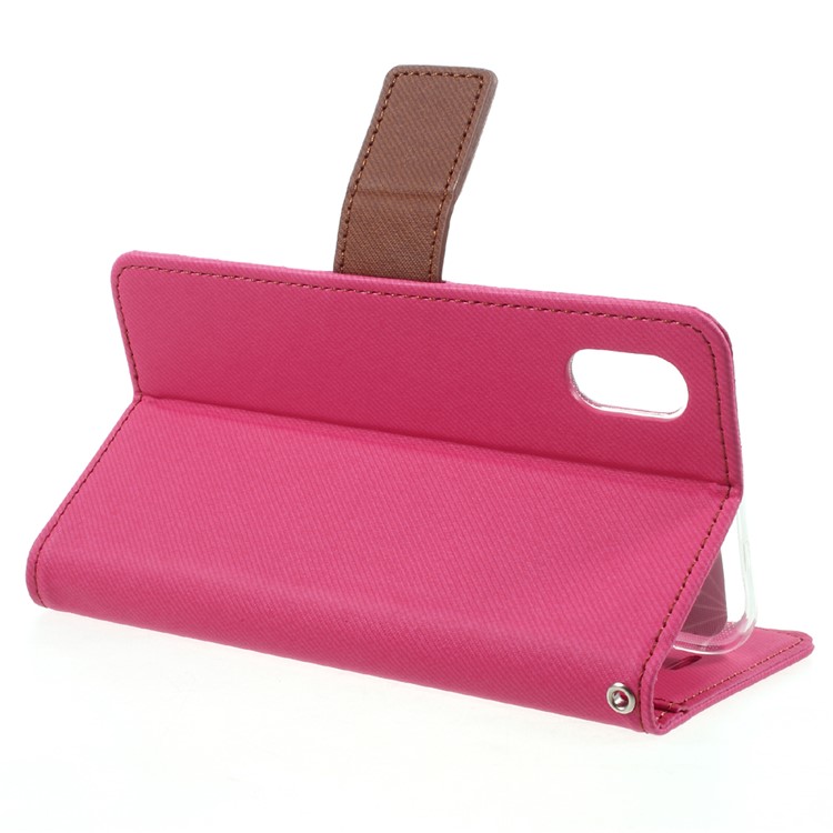 ROAR Twill Grain PU Leather Wallet Casing for iPhone X/XS 5.8-inch - Rose-4