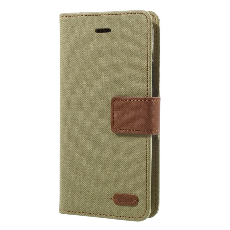 ROAR for iPhone X/XS 5.8-inch Twill Grain Leather Wallet Flip Phone Cover - Khaki-1
