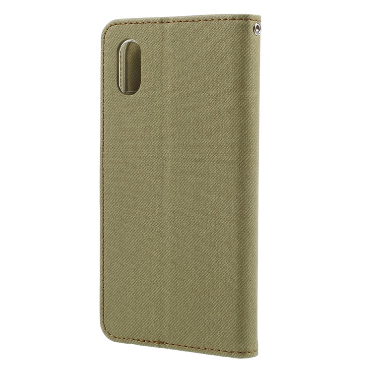 ROAR for iPhone X/XS 5.8-inch Twill Grain Leather Wallet Flip Phone Cover - Khaki-2