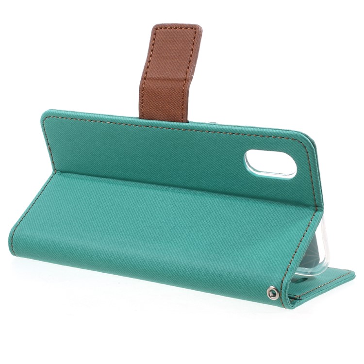 ROAR Twill Grain Leather Folio Wallet Mobile Phone Case for iPhone X/XS 5.8-inch - Green-4