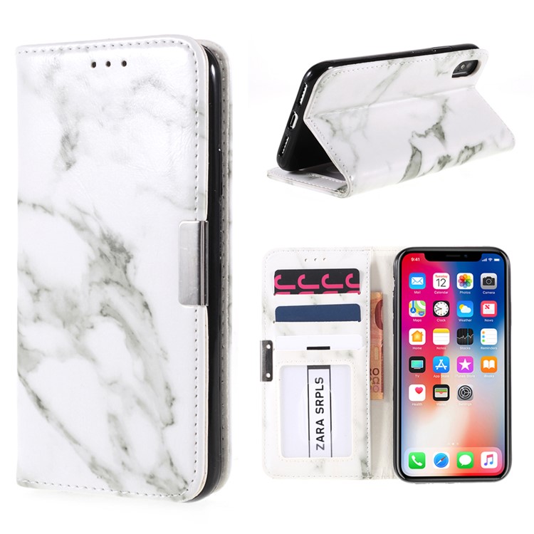 Cubierta De Cuero Del Teléfono De La Cartera Del Cuero Del Soporte Del Modelo Para El Iphone Iphone Iphone X / XS De Iphone 5.8 Pulgadas - Blanco-1