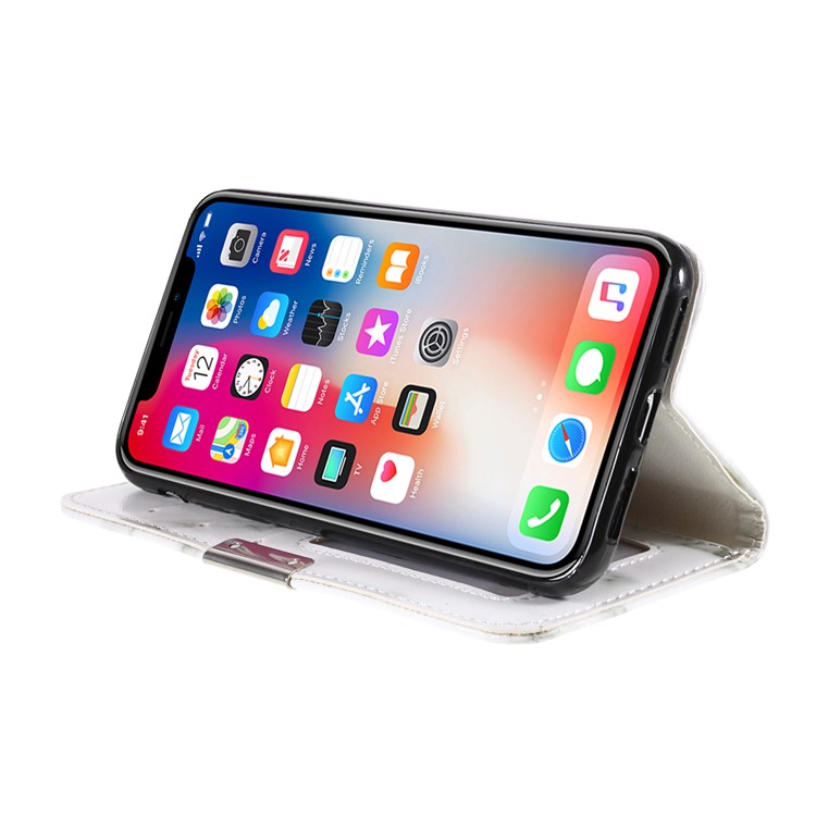 Cubierta De Cuero Del Teléfono De La Cartera Del Cuero Del Soporte Del Modelo Para El Iphone Iphone Iphone X / XS De Iphone 5.8 Pulgadas - Blanco-5