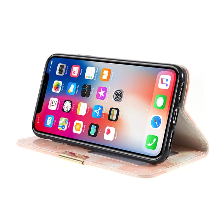 Marble Pattern Stand Leather Wallet Phone Shell for iPhone iPhone iPhone iPhone X/XS 5.8-inch8 - Pink-5