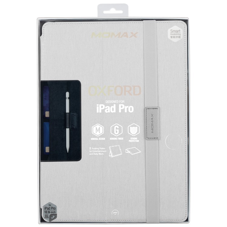 MOMAX Auto Wake & Sleep Oxford Tablet Case Shell with Stand for iPad Pro 12.9 (2017) - White-15