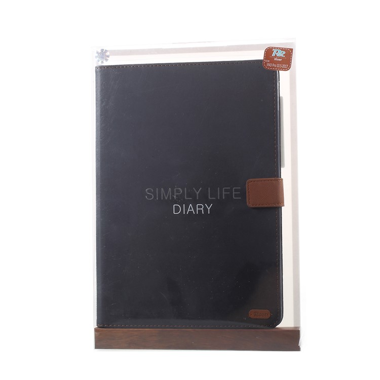 ROAR KOREA Twill Grain Leather Wallet Case for iPad Pro 10.5 (2017) - Black-10