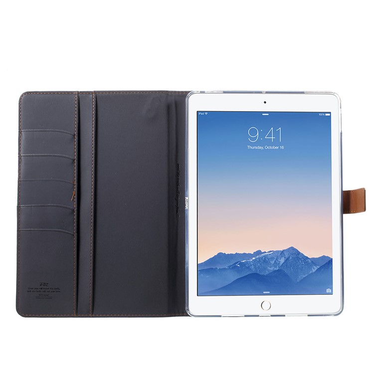 ROAR KOREA Twill Grain Leather Wallet Case for iPad Pro 10.5 (2017) - Black-6