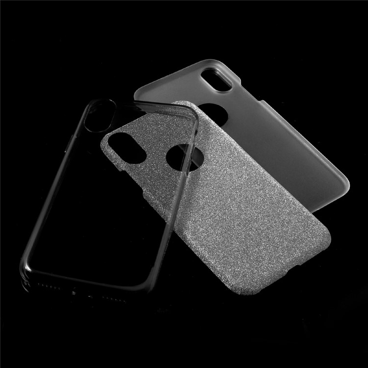 PC TPU Hybrid Case + Flash Powder Paper for iPhone 8 - Grey-4