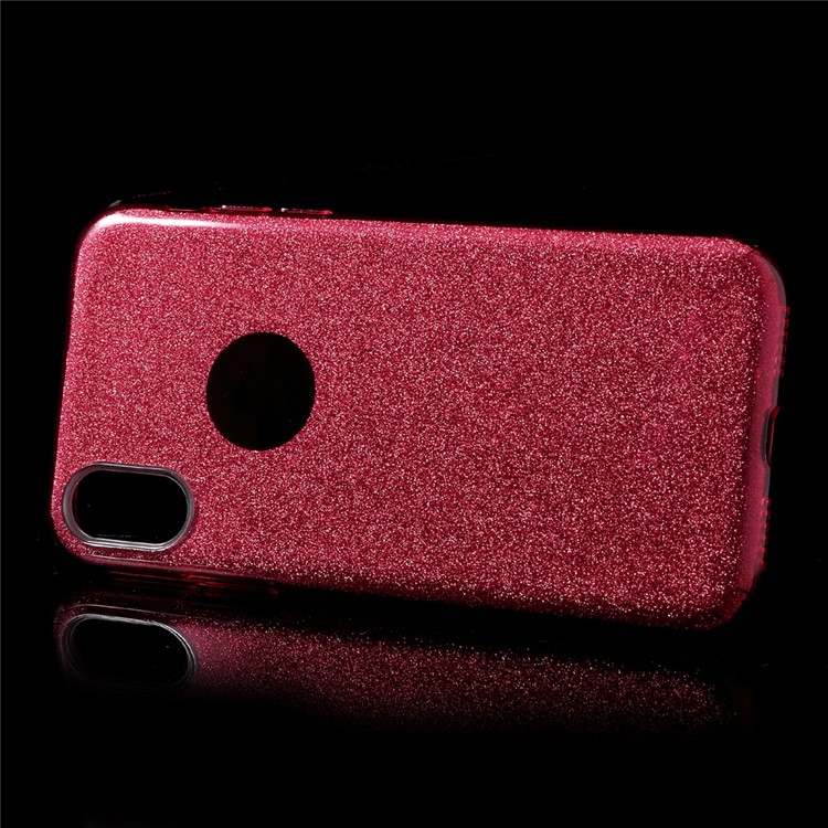 PC TPU Hybrid Cover + Flash Powder Paper for iPhone X/XS 5.8 inch - Red-2