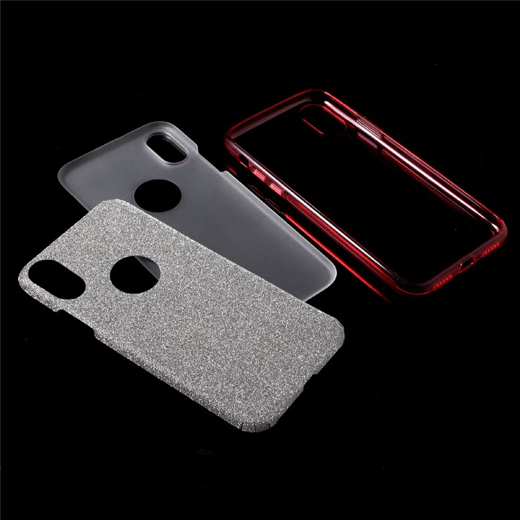 PC TPU Hybrid Cover + Flash Powder Paper for iPhone X/XS 5.8 inch - Red-4