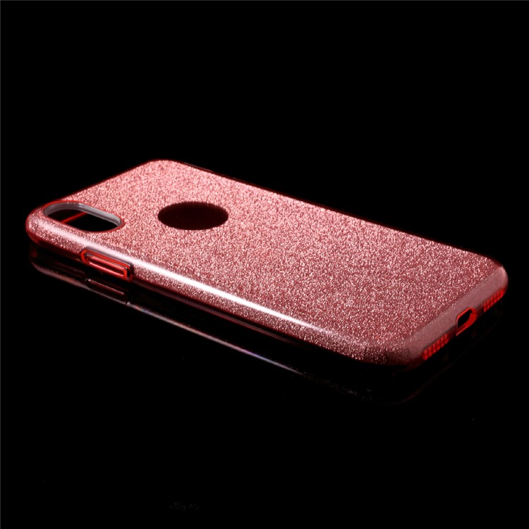 PC TPU Hybrid Shell + Flash Powder Paper for iPhone X/XS 5.8 inch - Pink-3