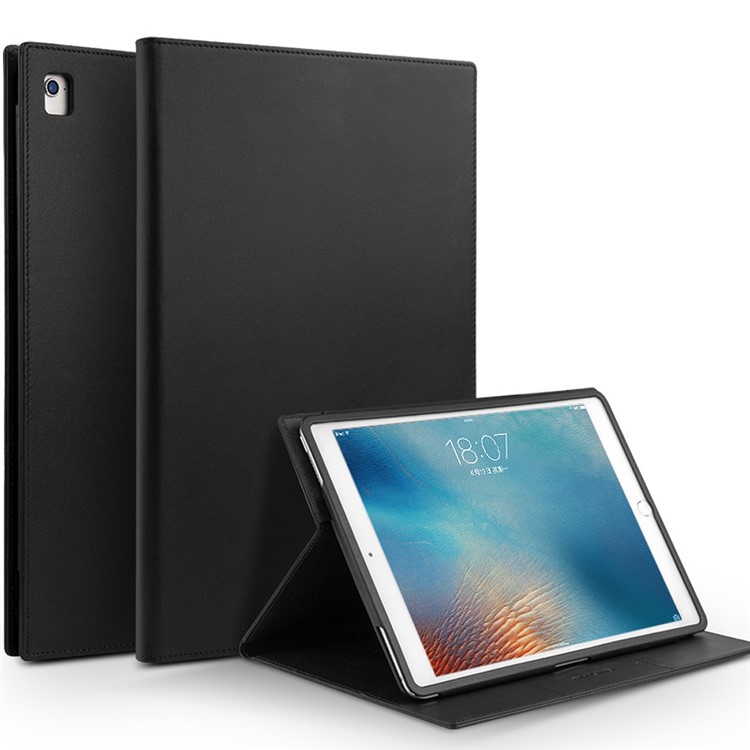 QIALINO Classic Gen II Top Layer Cowhide Auto-wake/sleep Leather Card Slot Case for iPad Pro 9.7 (2016) - Black-1