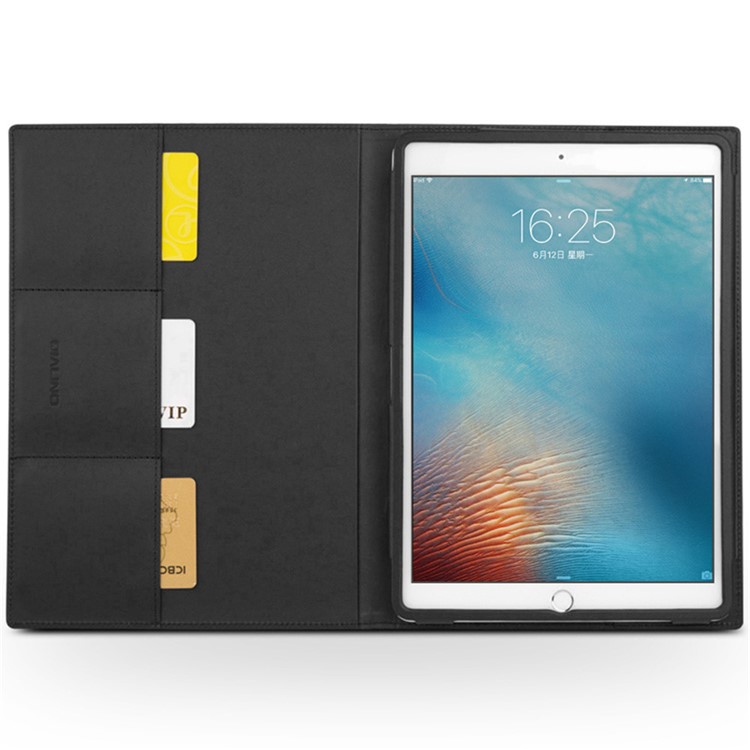 QIALINO Classic Gen II Top Layer Cowhide Auto-wake/sleep Leather Card Slot Case for iPad Pro 9.7 (2016) - Black-2