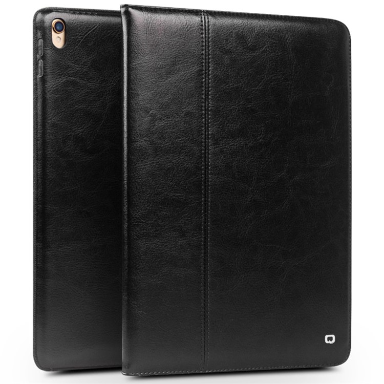 Qialino Classic Echtes Leder Auto Wake & Schlafständer Fall Für IPad Air 10.5 (2019) / Pro 10,5-Zoll (2017) - Schwarz-1