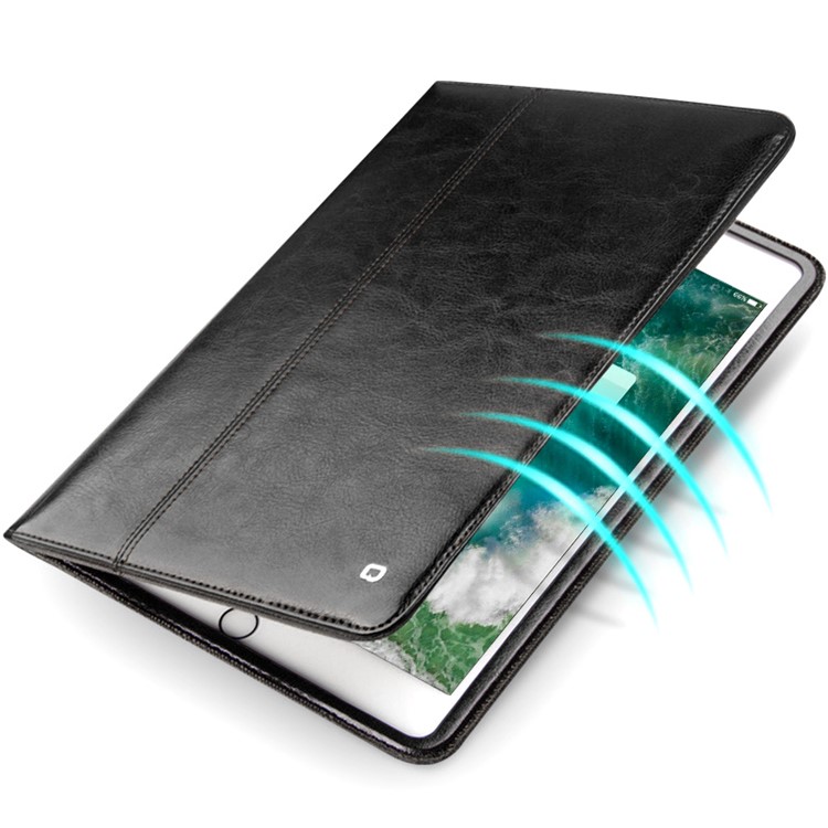Qialino Classic Echtes Leder Auto Wake & Schlafständer Fall Für IPad Air 10.5 (2019) / Pro 10,5-Zoll (2017) - Schwarz-2