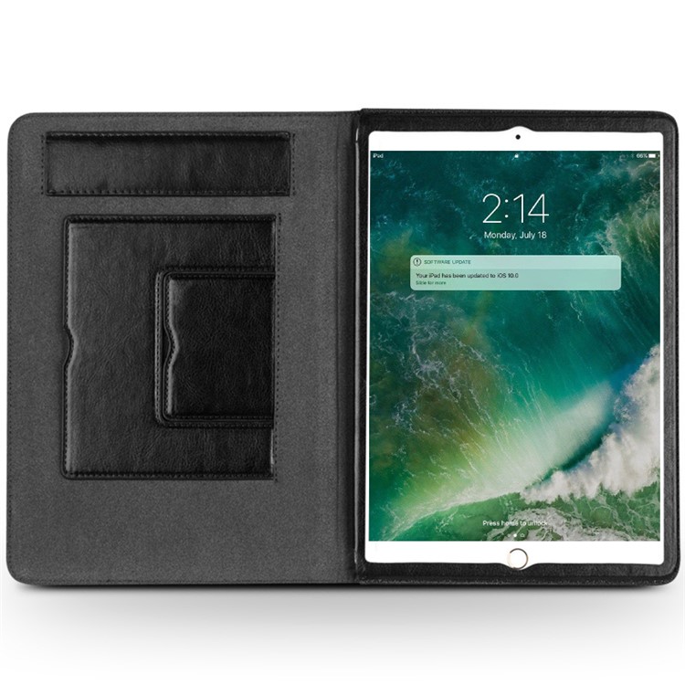 Qialino Classic Echtes Leder Auto Wake & Schlafständer Fall Für IPad Air 10.5 (2019) / Pro 10,5-Zoll (2017) - Schwarz-3