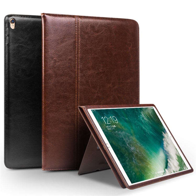 Qialino Classic Echtes Leder Auto Wake & Schlafständer Fall Für IPad Air 10.5 (2019) / Pro 10,5-Zoll (2017) - Schwarz-6