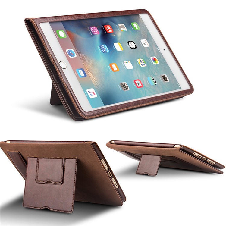 QIALINO Classic Genuine Cowhide Leather Shell for iPad Air 2 - Brown-1
