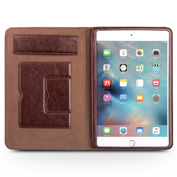 QIALINO Classic Genuine Cowhide Leather Shell for iPad Air 2 - Brown-2