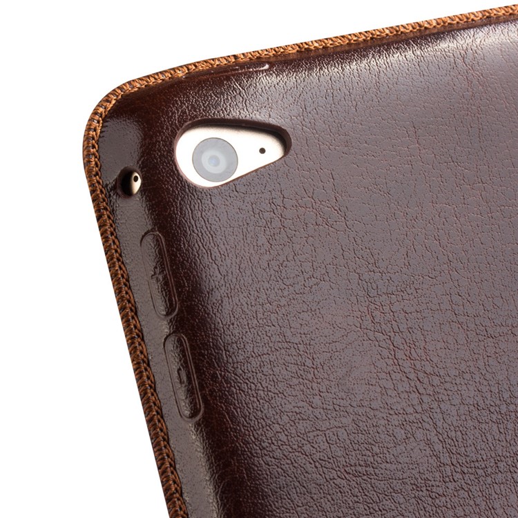 QIALINO Classic Genuine Cowhide Leather Shell for iPad Air 2 - Brown-4