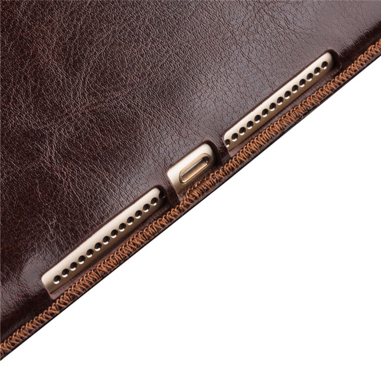 QIALINO Classic Genuine Cowhide Leather Shell for iPad Air 2 - Brown-5