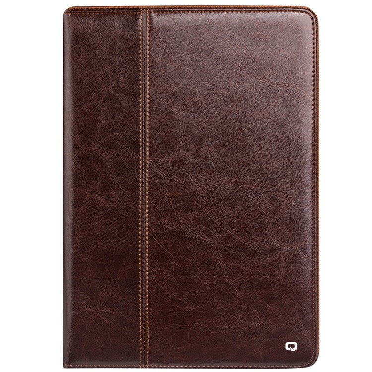 QIALINO Classic Genuine Cowhide Leather Shell for iPad Air 2 - Brown-6