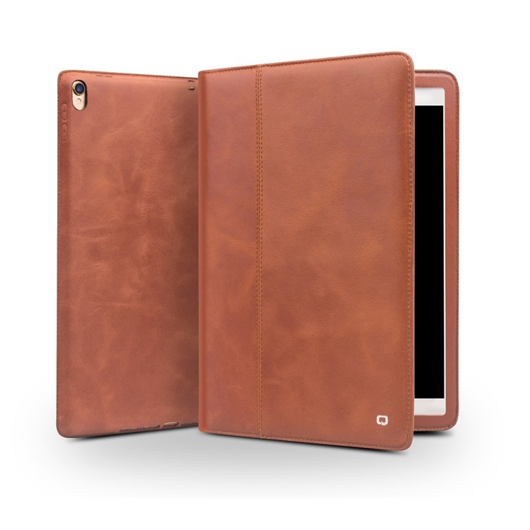 QIALINO Waxed Cowhide Leather Smart Flip Stand Case Cover for iPad Air 10.5 (2019) / Pro 10.5-inch (2017) - Brown-10