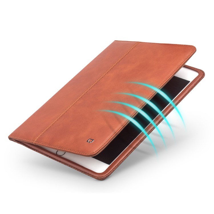 QIALINO Waxed Cowhide Leather Smart Flip Stand Case Cover for iPad Air 10.5 (2019) / Pro 10.5-inch (2017) - Brown-11