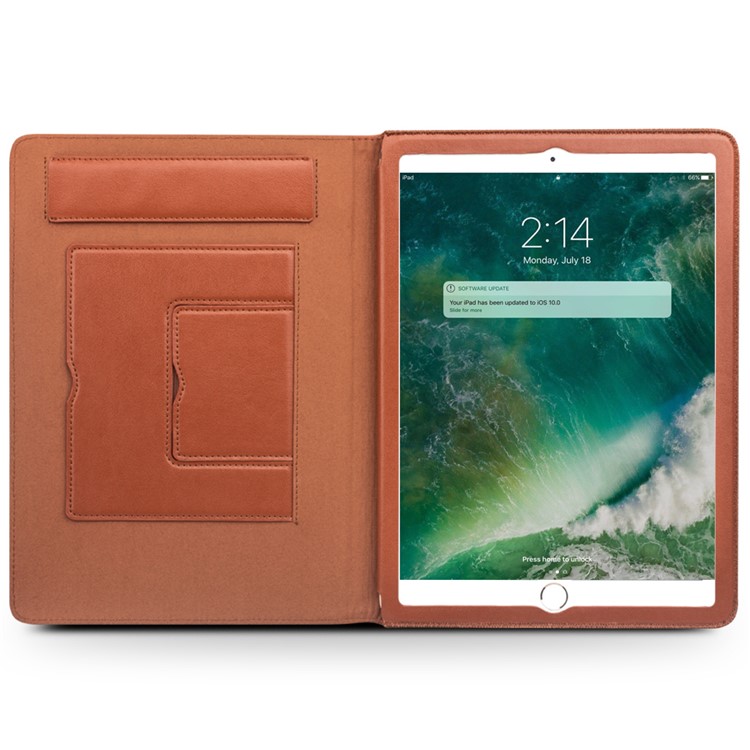 QIALINO Waxed Cowhide Leather Smart Flip Stand Case Cover for iPad Air 10.5 (2019) / Pro 10.5-inch (2017) - Brown-2