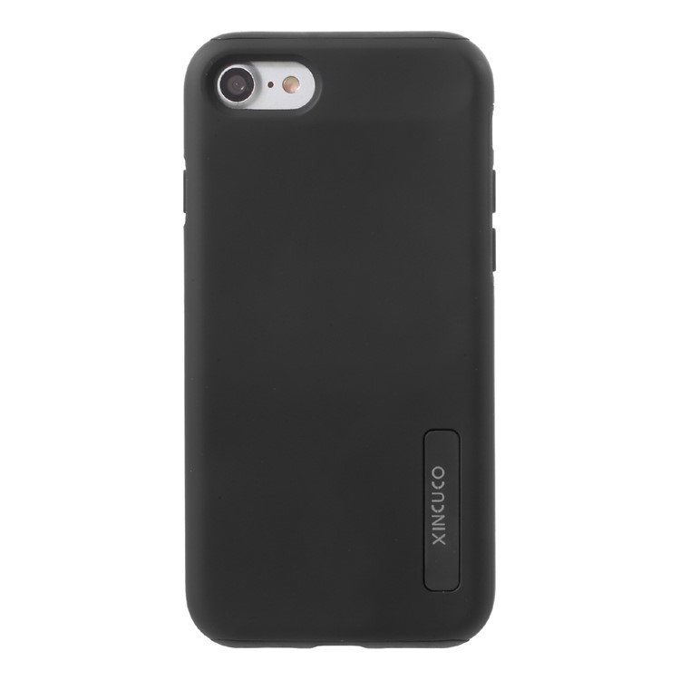 XINCUCO Hybrid Hard PC Back Plate + Soft Silicon Protection Back Case for iPhone 7 4.7 inch - Black-2