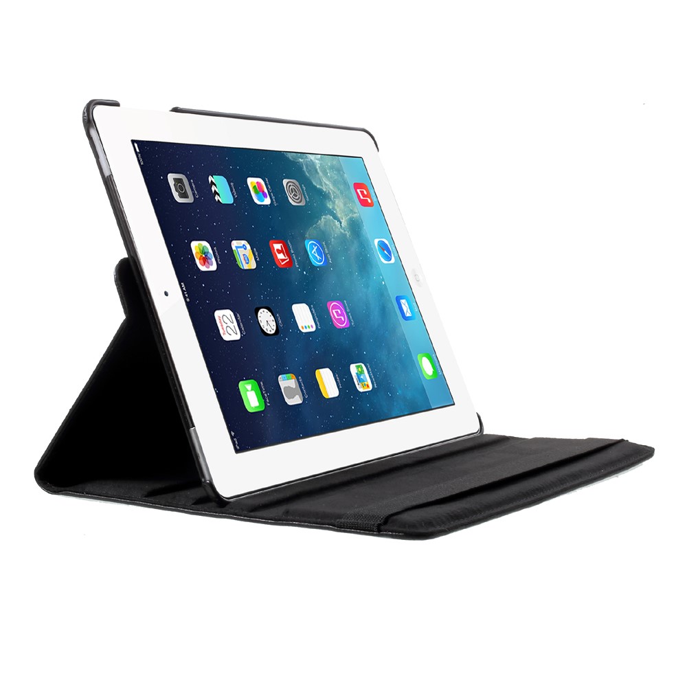 Für iPad 4/3/2 Litchi Grain 360 Grad Rotary Stand Leder Tablette Fall - Schwarz-2