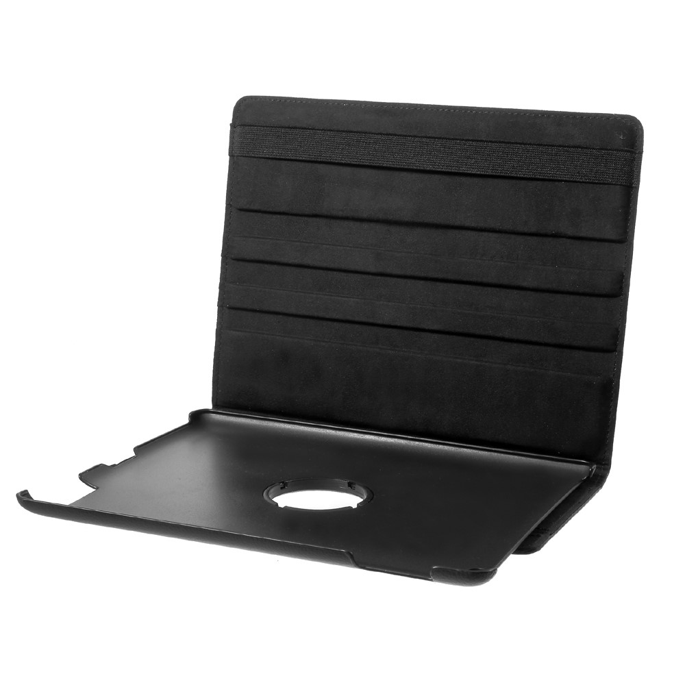 Litchi Skin PU Leder 360 Grad Rotary Stand Folio Hülle Mit Gummiband Für Ipad 4/3/2 - Schwarz