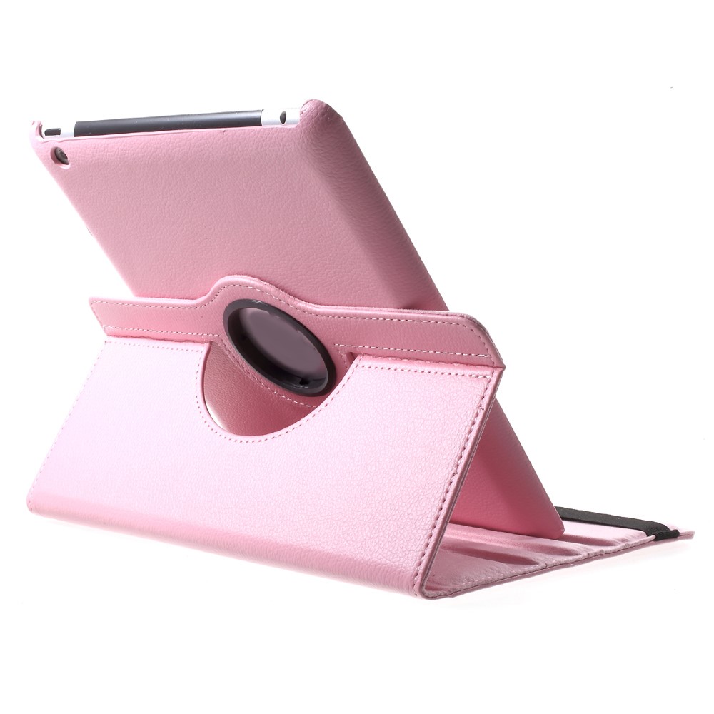 Litchi Skin PU Couro de 360 ​​graus de 360 ​​graus Case de Fólio Com Faixa Elástica Para Ipad 4/3/2 - Rosa-4