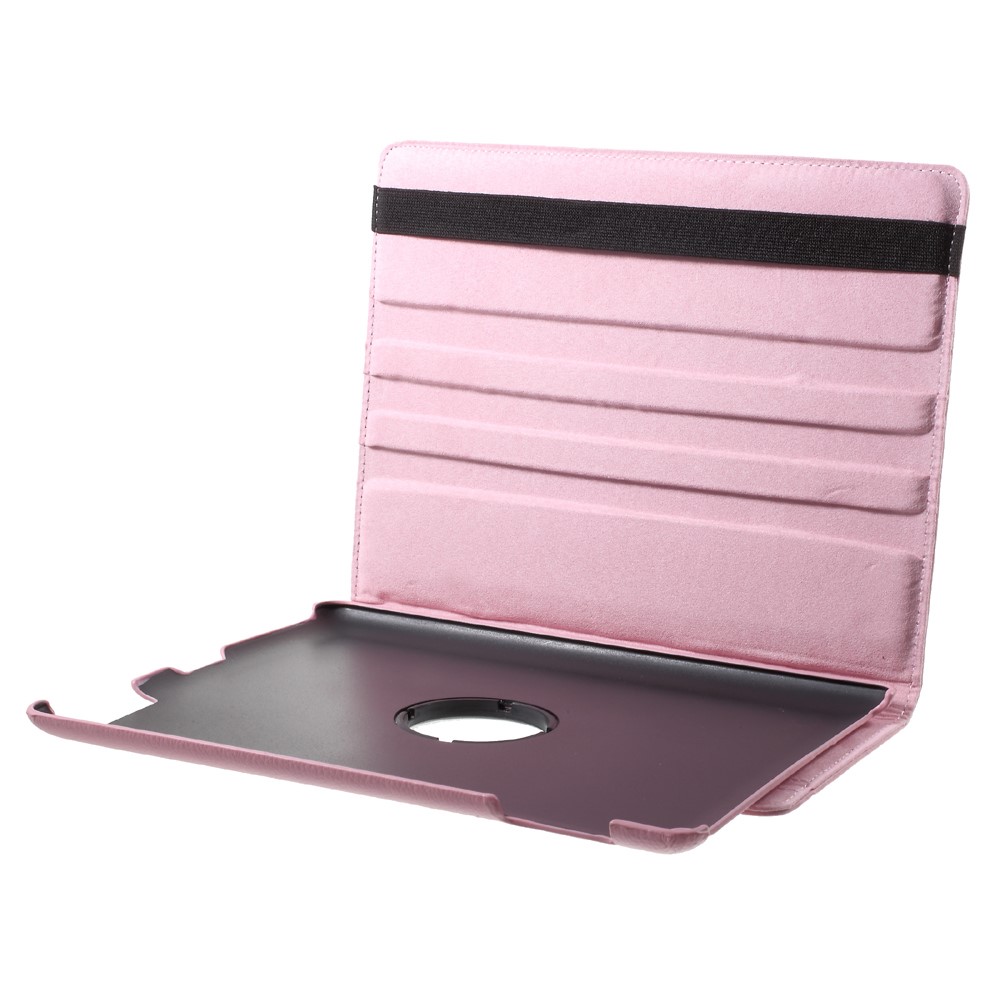 Litchi Skin PU Couro de 360 ​​graus de 360 ​​graus Case de Fólio Com Faixa Elástica Para Ipad 4/3/2 - Rosa-5