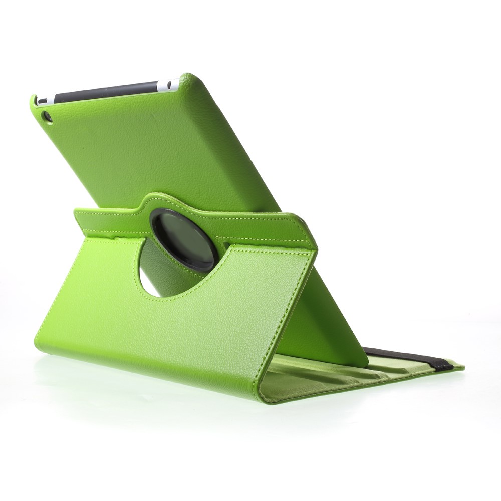 Litchi Skin PU Leather 360 Degree Rotary Stand Folio Case with Elastic Band for iPad 4/3/2 - Green-4