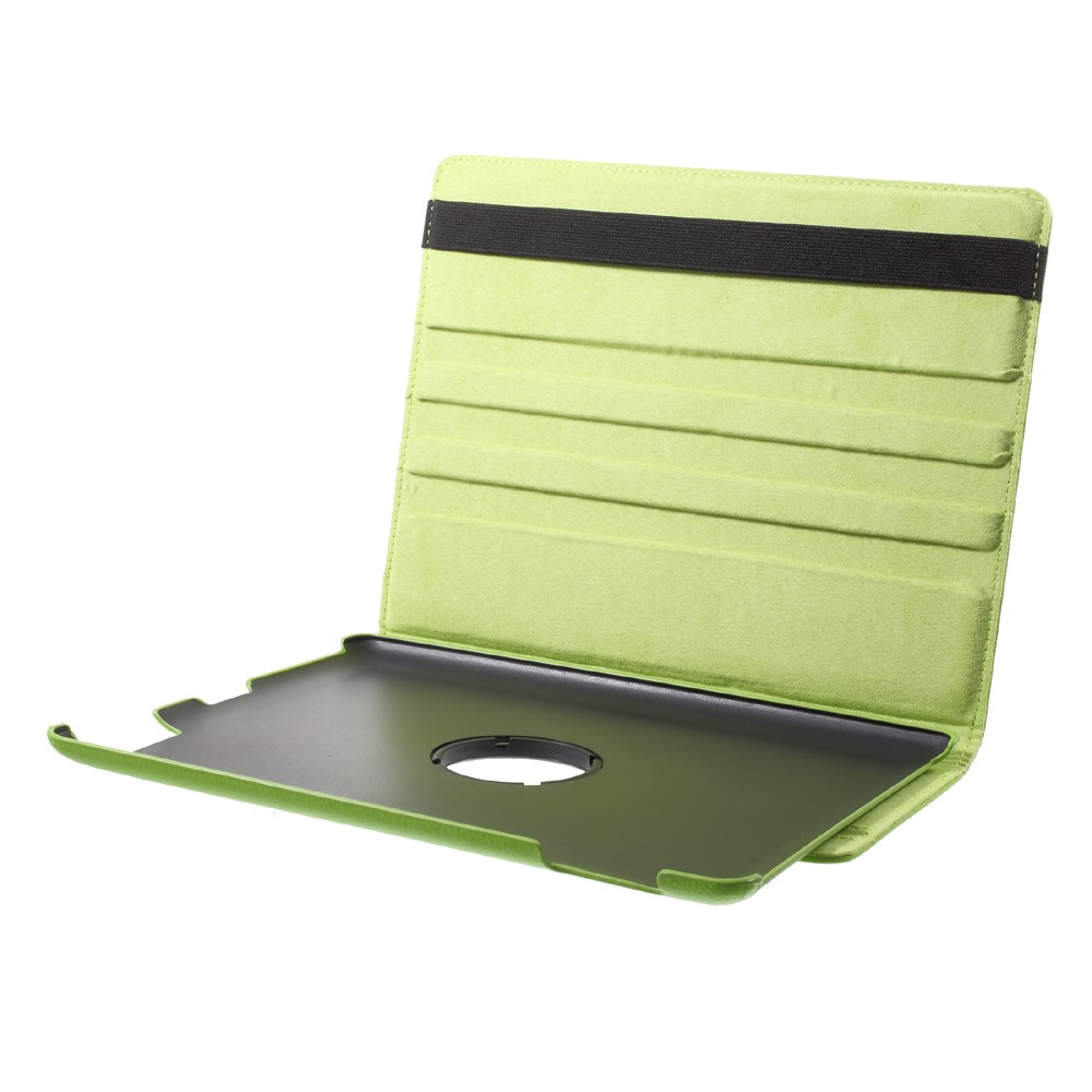 Litchi Skin PU Leather 360 Degree Rotary Stand Folio Case with Elastic Band for iPad 4/3/2 - Green-5