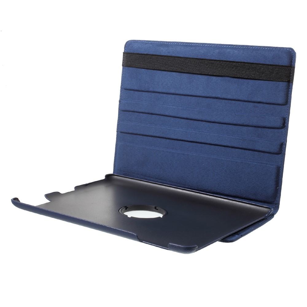 Elastic Band Rotary Stand cuero Flip cubierta con textura lichi para el iPad 4/3/2 - oscuro azul-5