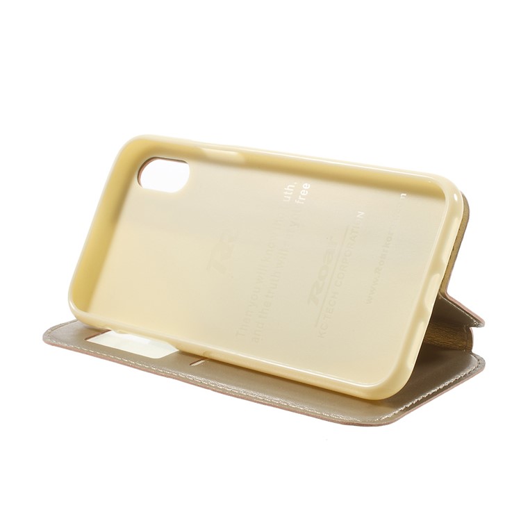 ROAR Noble View Flip Leather Stand Case for iPhone XS / X 5.8 inch - Champagne-3
